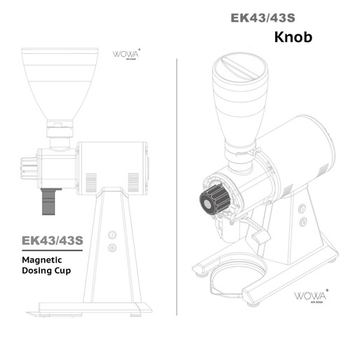 Mahlkonig EK43/43S Magnetic Dosing Cup & Knob (Silver)) | wowa