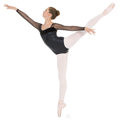 EU66764 Dimensional Mesh Sleeve Leotard dancefashions