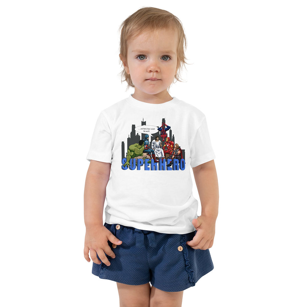 Thumbnail: White t-shirt with superhero illustration and SUPERHERO text graphic design”