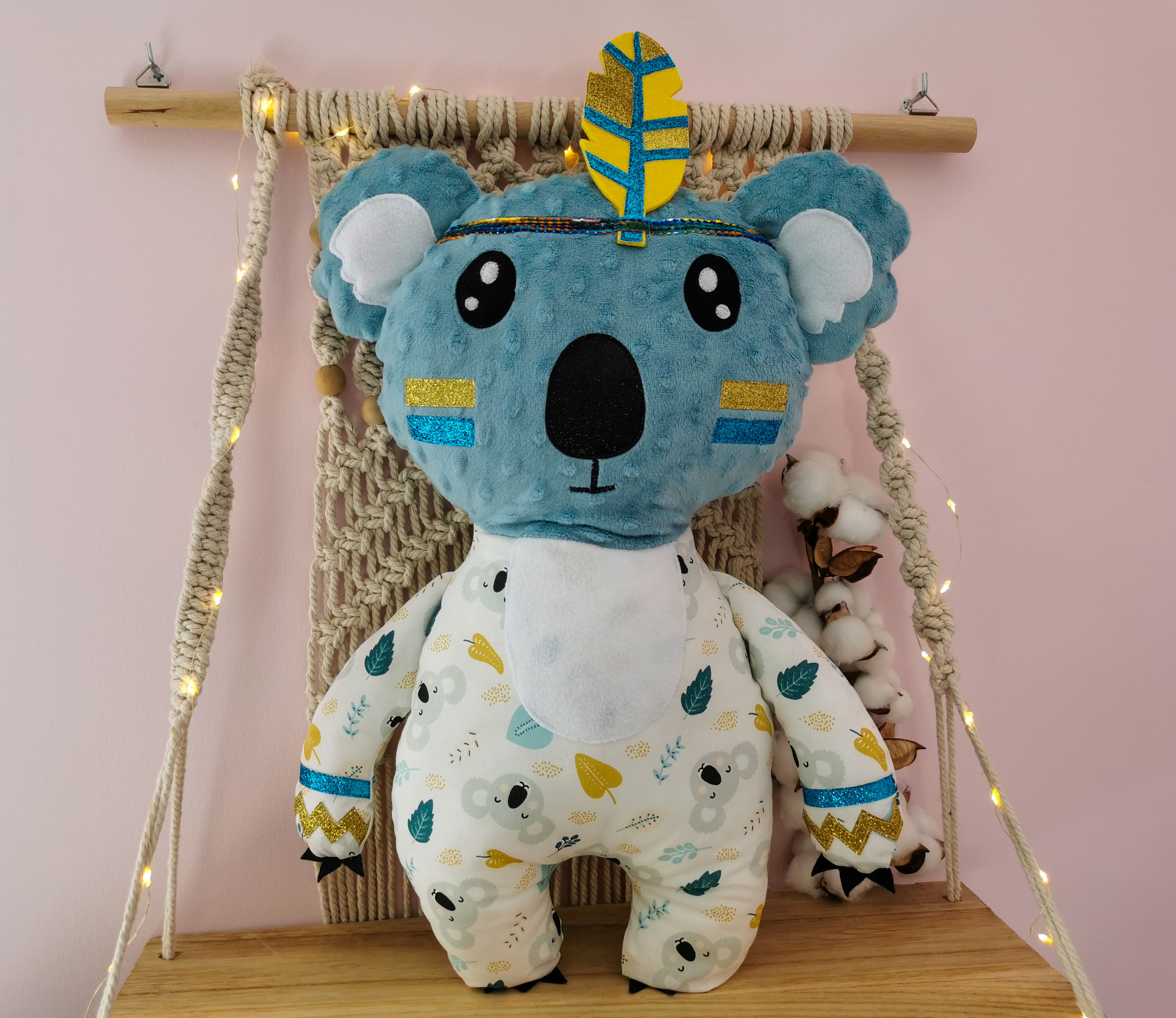 Patron PDF Peluche Pearl grand koala indien version simple et SVG