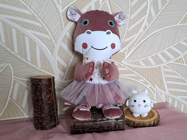 Miniature : Patron PDF Petal l’hippopotame ballerine version simple et SVG