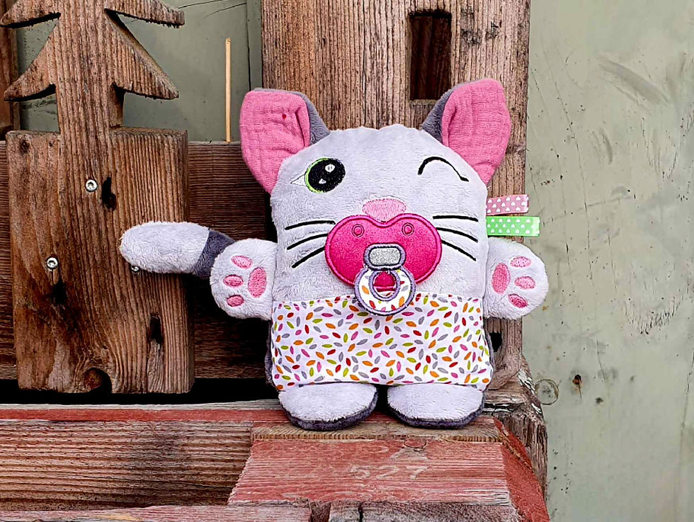 Miniature : Patron PDF Peluches Mila le chat et bébé chat version Broderie