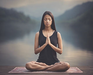 create an image of a young woman sitting in meditation and praying..jpg