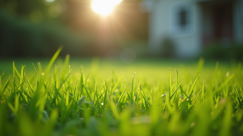 Eye-level view of a well-maintained lawn with vibrant green grass