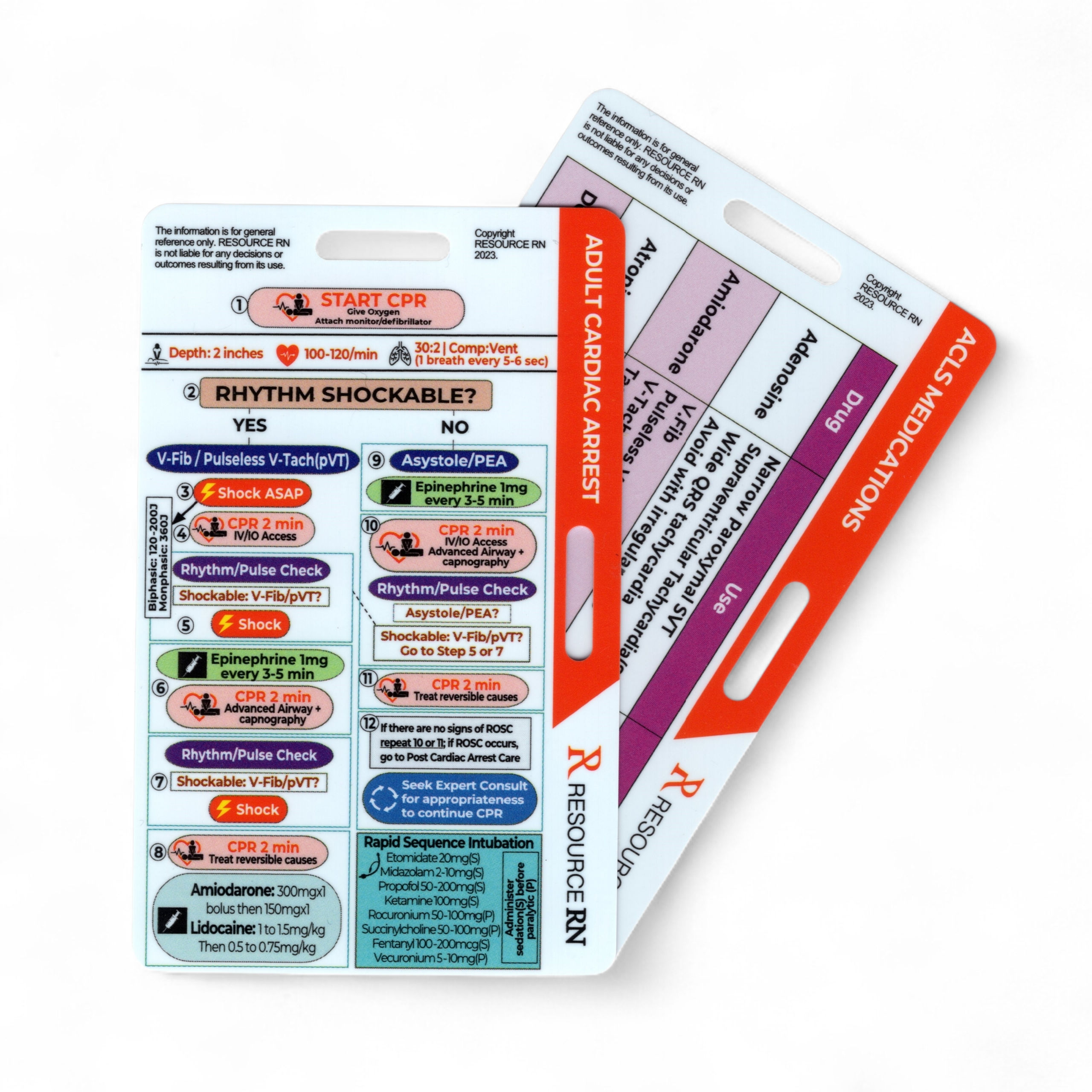 ACLS Badge – 2-Card Quick Reference Set | Horizontal & Vertical Compatible