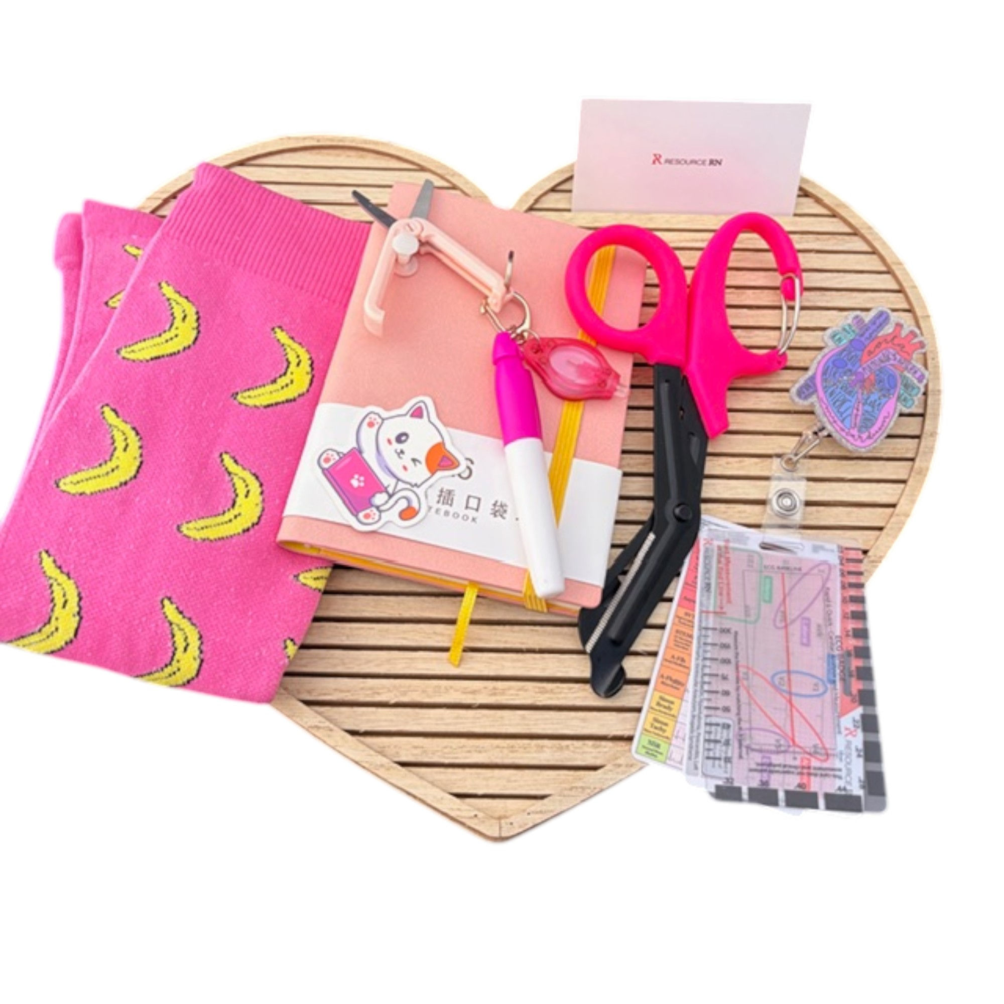 Pink Healthcare Hero Gift Box | Nurse Gift Set | Trauma Shears, EKG Badge Buddy