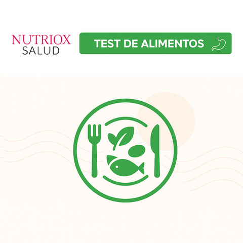 Icono de plato con cuchillo y tenedor verde para la categoría Test de Alimentos de Nutriox Salud.