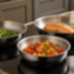 Miniature : Set de 3 Poêles en Inox 18/10 , 20/24/28 cm, Manche Amovible, Induction et four