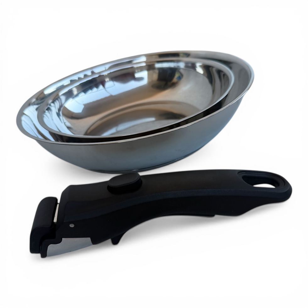 Miniature : Set de Poêles en Inox, 20/24/28cm ou 20/24cm, Manche Amovible, Acier inoxydable