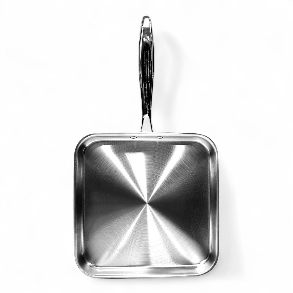 Miniature : Poêle Carrée 28 cm en Inox 18/10 Triply Tous Feux Dont Induction Cuisson Saine