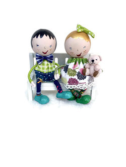 Handmade Wooden Dolly Couple