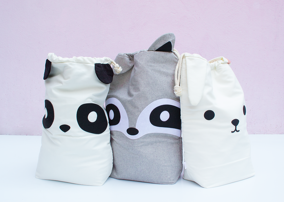 Miniatura: Saco de roupa, cesto de armazenamento reversível Panda