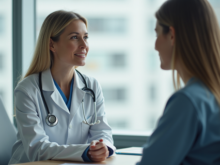 Healthcare professional discussing patient communication and follow-up during a consultation