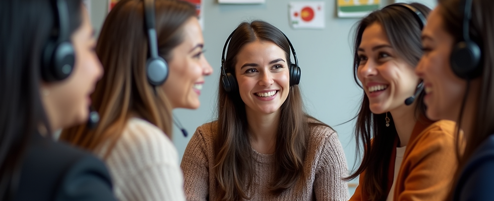 Multilingual customer support team helping businesses communicate with diverse customers