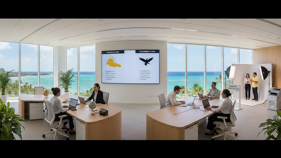Vue panoramique d’un espace de coworking moderne avec vue sur la mer