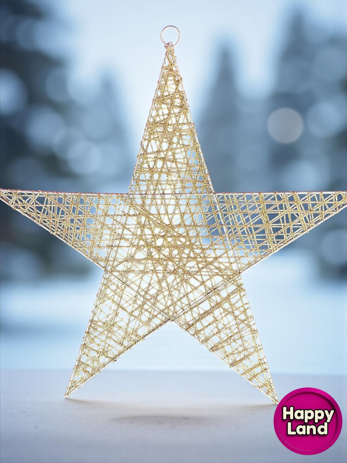 Happyland Dev Boy Gold Yıldız Dekor Yılbaşı Süsü 50 CM Kapı Duvar Ev İş Yeri Yıl