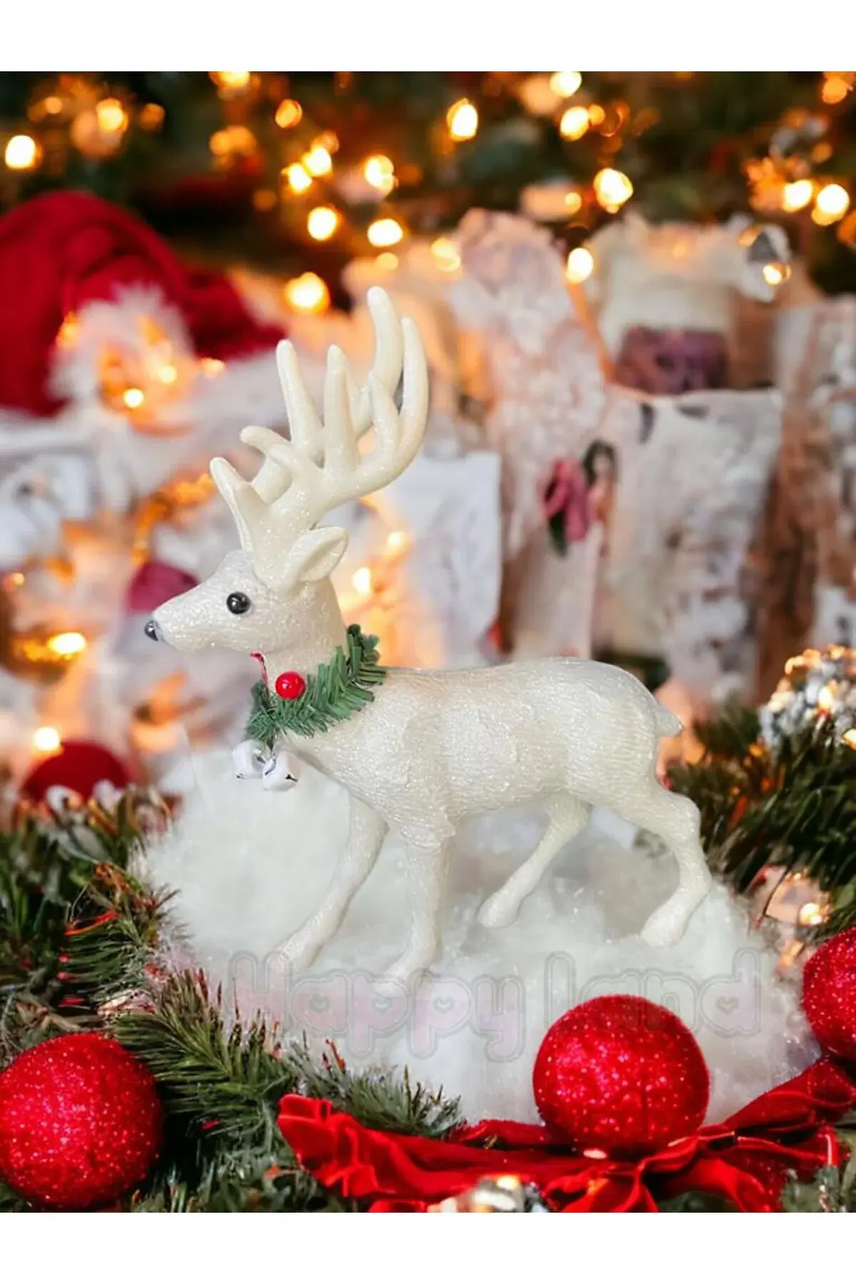 YILBAŞI BEYAZ SİMLİ DEKOR SÜS 25 CM GEYİK