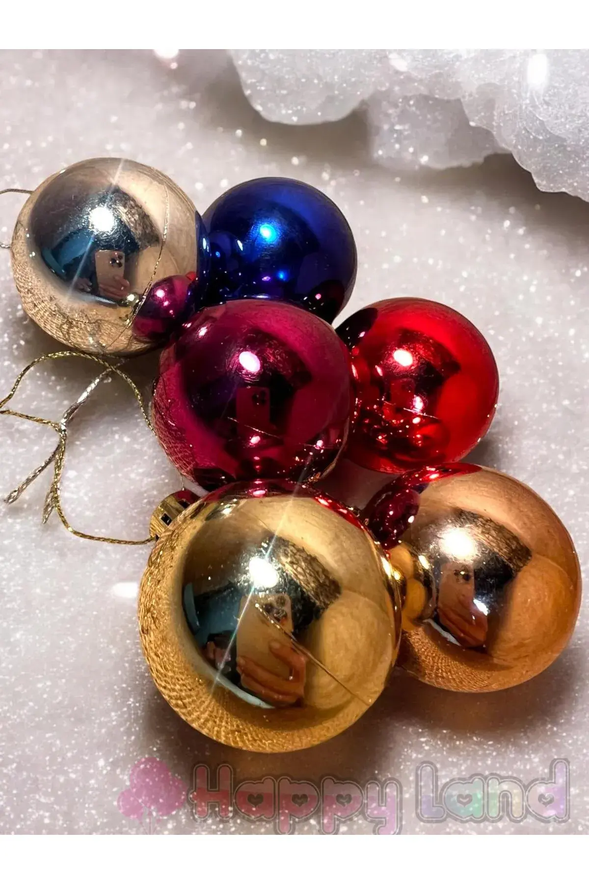 Yılbaşı Topu 6 Adet Mini 3 cm Cici Top Renkli Yılbaşı Çam Ağacı Süsü Dekor Süsle