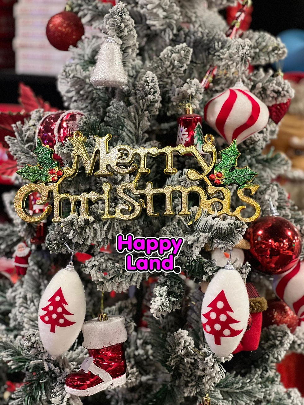 Küçük resim: Happyland Yılbaşı Süsü Gold Renk Merry Christmas Kapı Duvar Ağac Süsü 30x10 cm