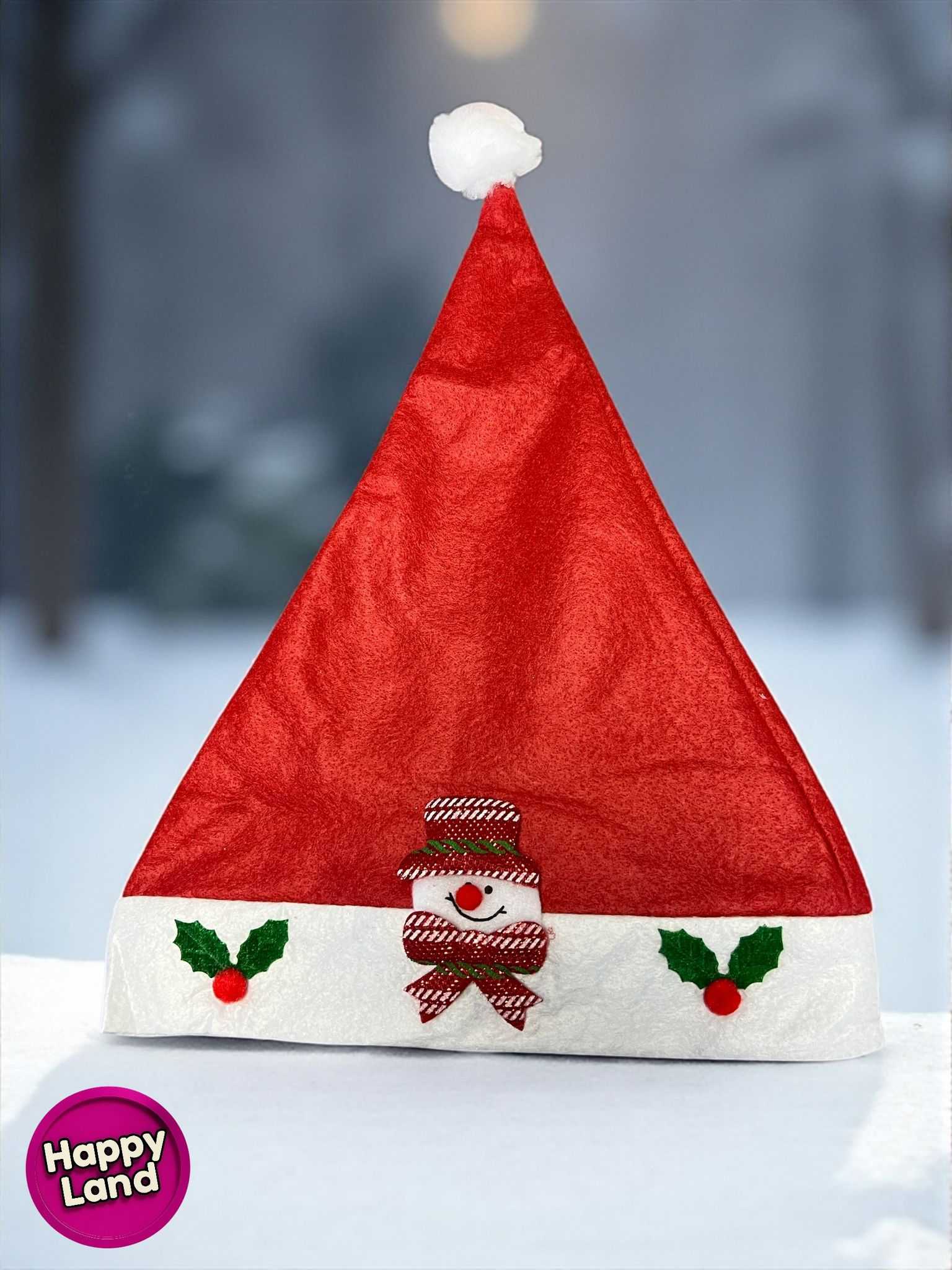Happyland Yılbaşı Şapkası Kardanadam Desenli Elyaf Yeni Yıl Şapkası HPY-23