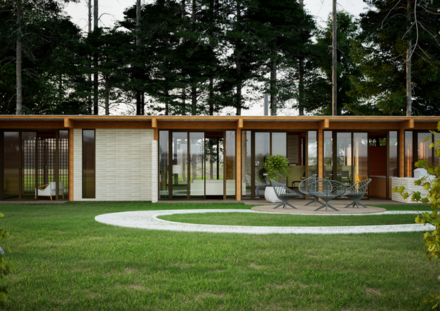 Modern Forest Cabin Visualization