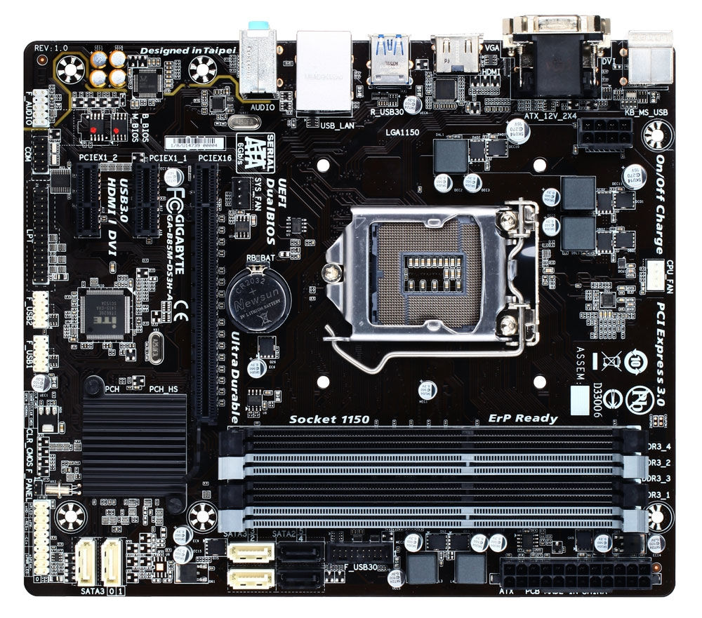 Tarjeta Madre GIGABYTE GA-B85M-DS3H 4xDDR3 S-1150