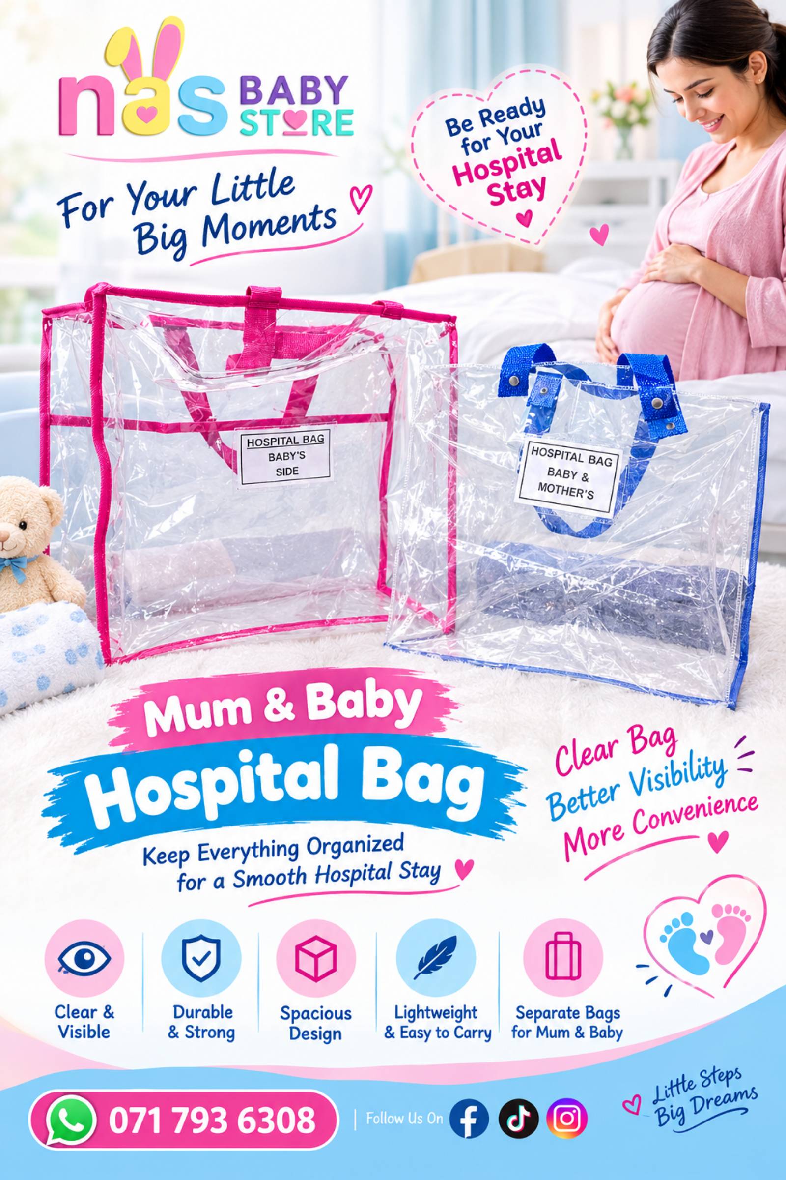 Nas Baby Store Mum & Baby Clear Hospital Bag Set