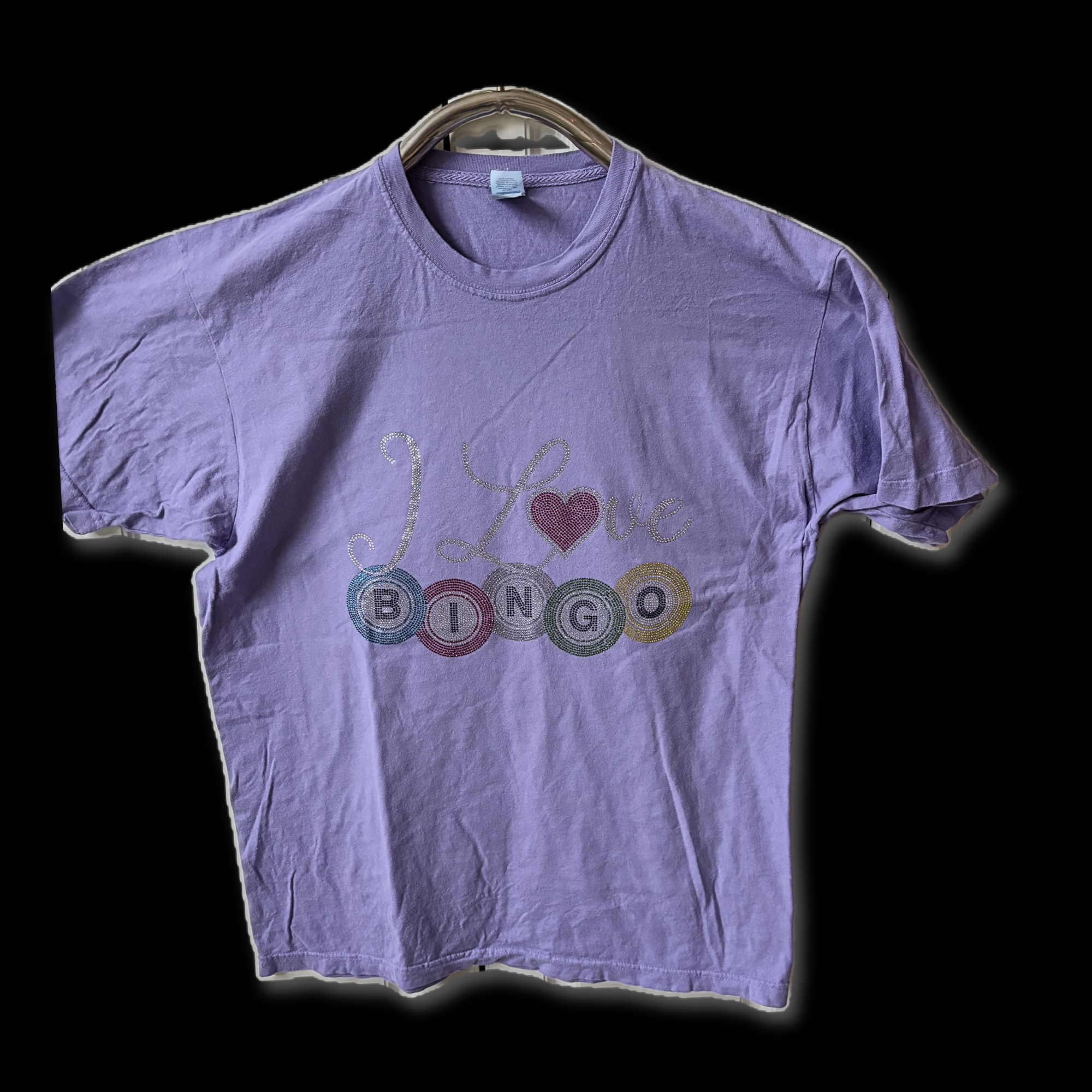 Rhinestone I ❤️ Bingo Purple T-Shirts