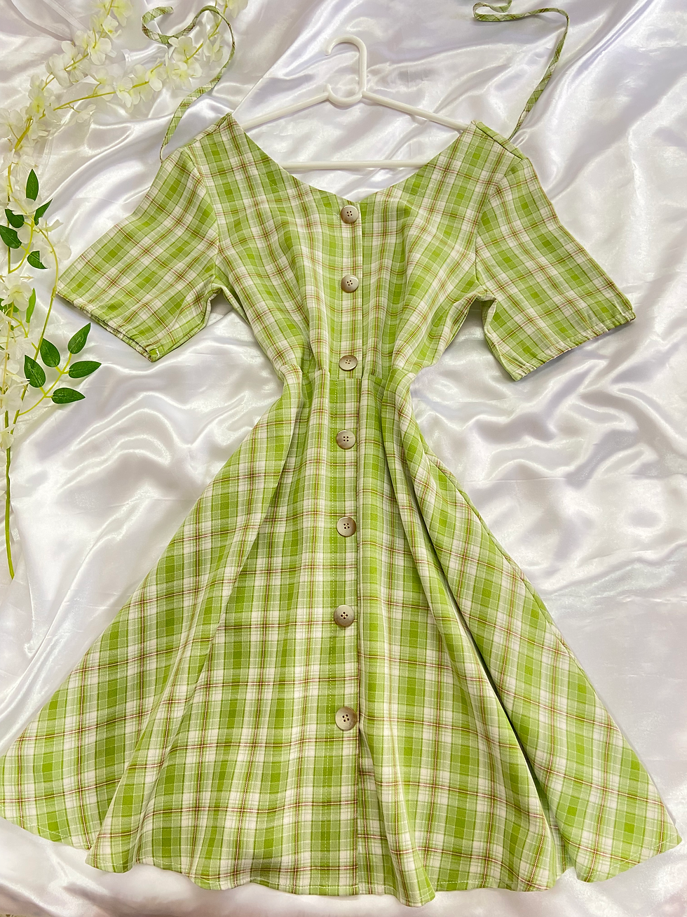 Thumbnail: Carmen Sage Gingham Dress