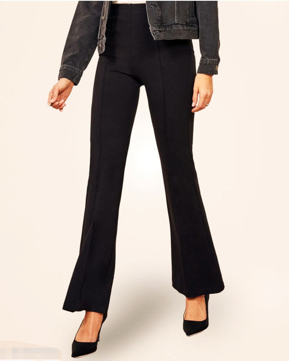 Thumbnail: High Rise Bottom flare Slim-fit Trousers