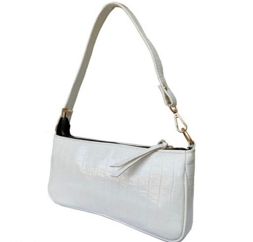 Baguette Bag White Croc Print Bag Croc Baguette Bag
