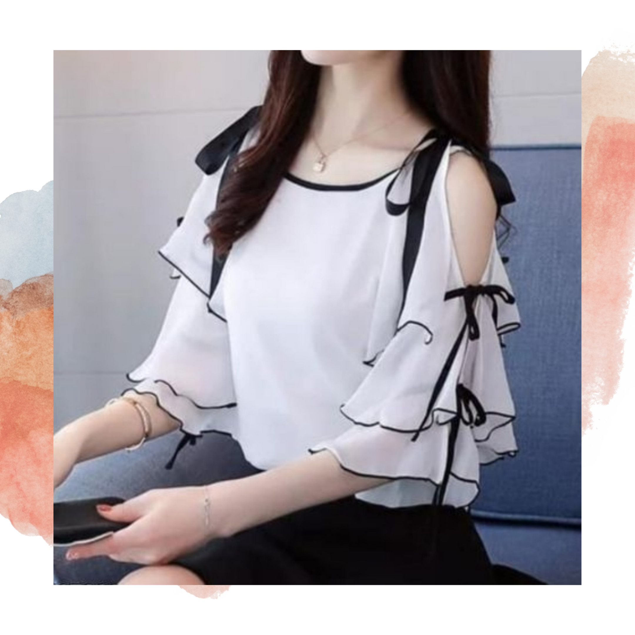 White cold shoulder knots top 