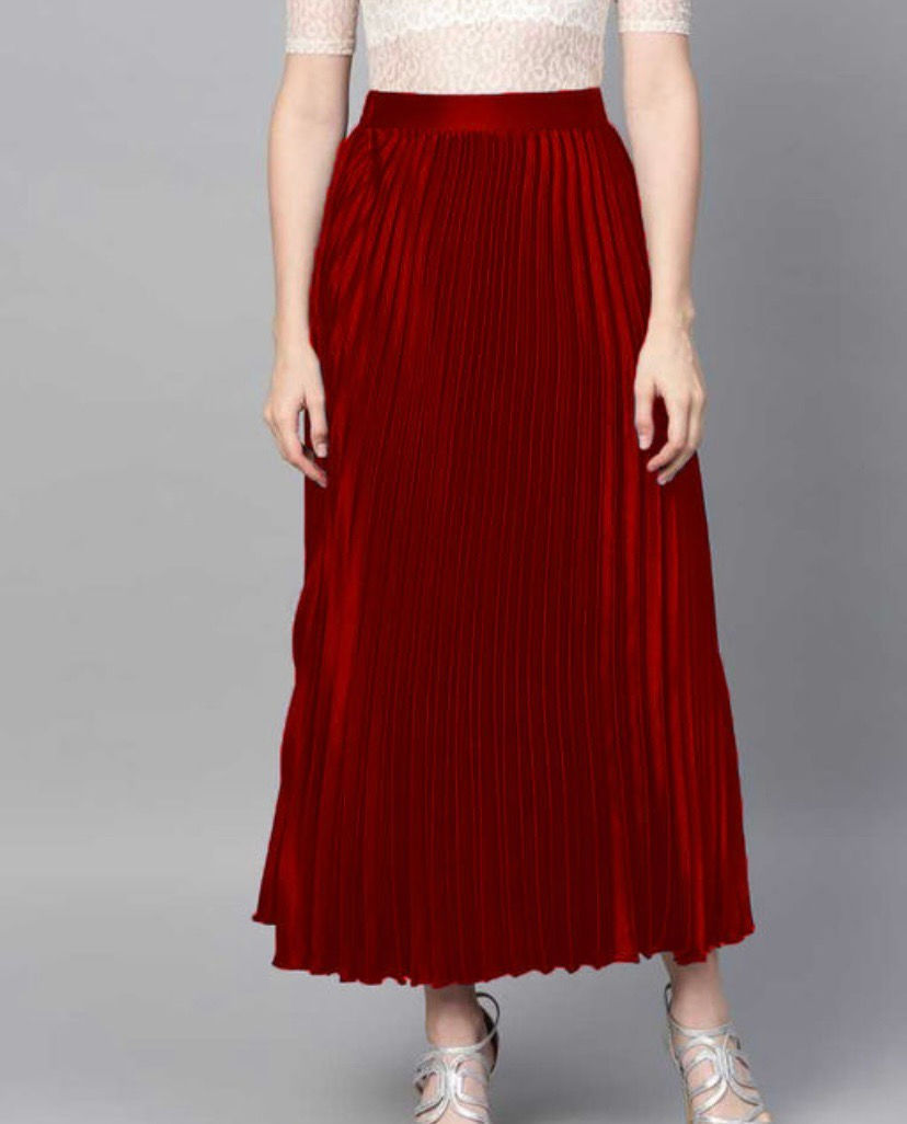 Thumbnail: Uptown Pleated Flared Satin Skirts
