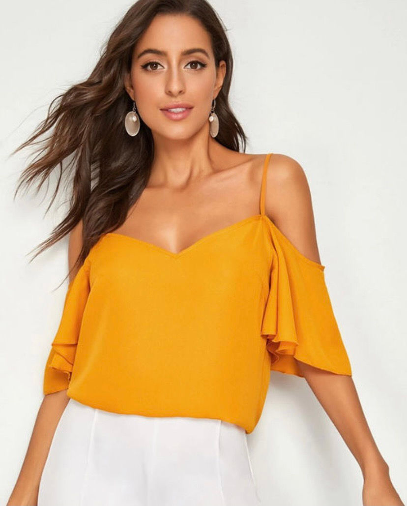 Thumbnail: Butterfly  Sleeve Cold-shoulder Top