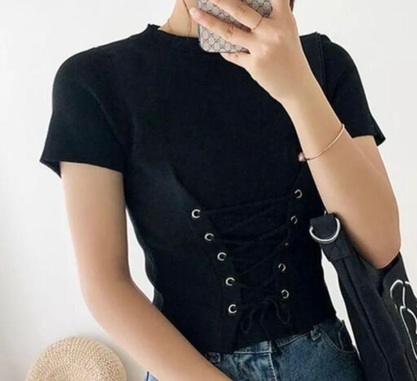 Thumbnail: Korean inspired Lace-up Corset Top