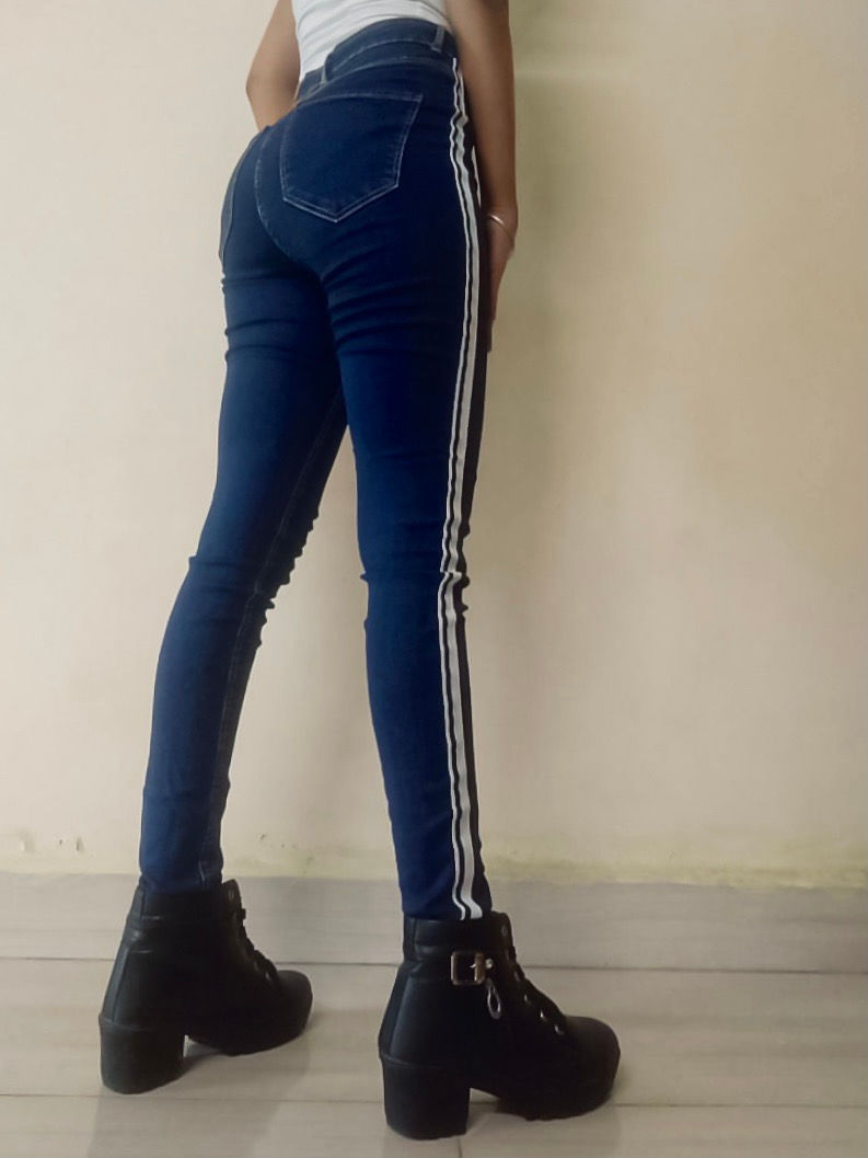 Thumbnail: Striped High Waist Denim | Size 24”