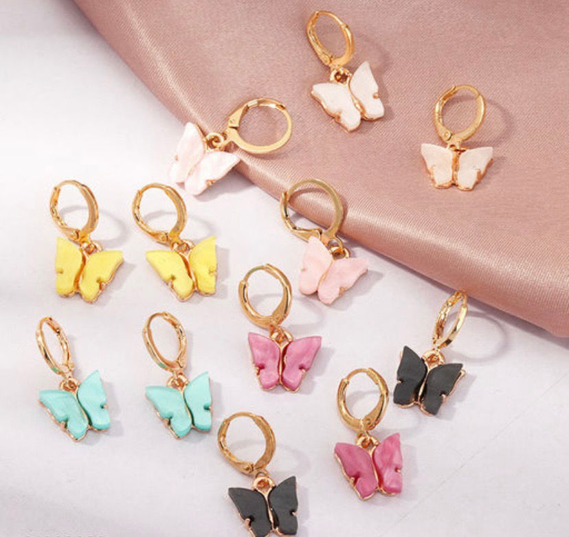 Thumbnail: Butterfly Clip on Hoop Earrings 