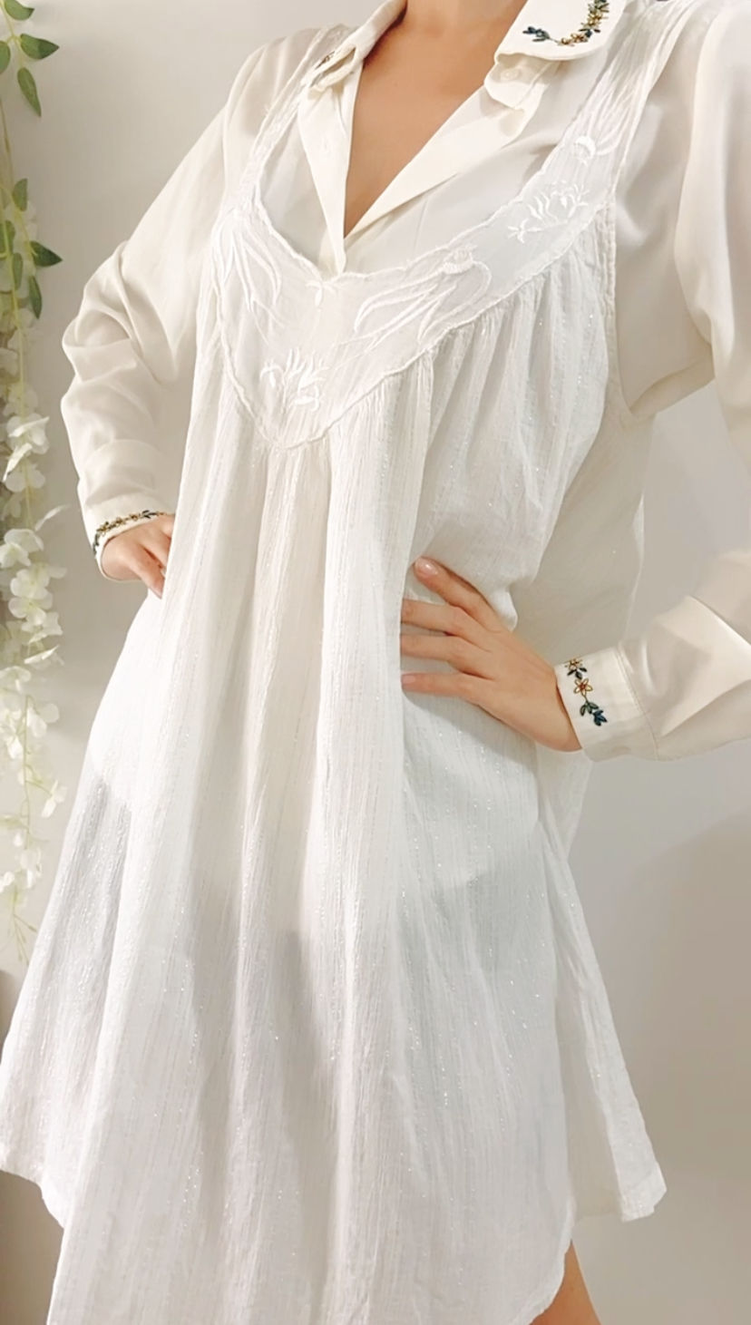 Thumbnail: White tunic dress (M/L/XL)
