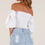 Thumbnail: Smocked Ruched Bardot Sleeve Top