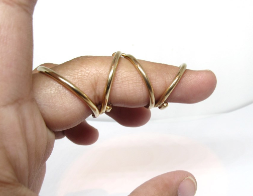 Miniatura: Attached Adjustable Swan Silver Splint Rings • Combination Splint • Swan Neck Sp
