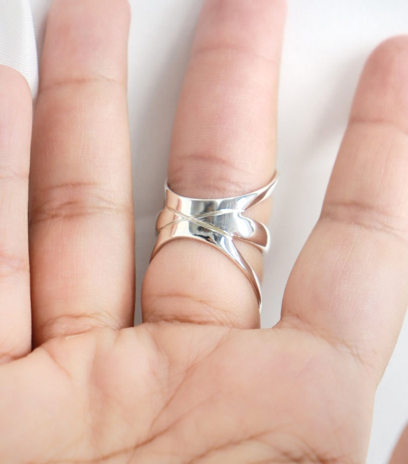 Miniatura: LatDeviationSplint Sterling Silver Splint Ring • Swan Splint Ring • Silver Splin