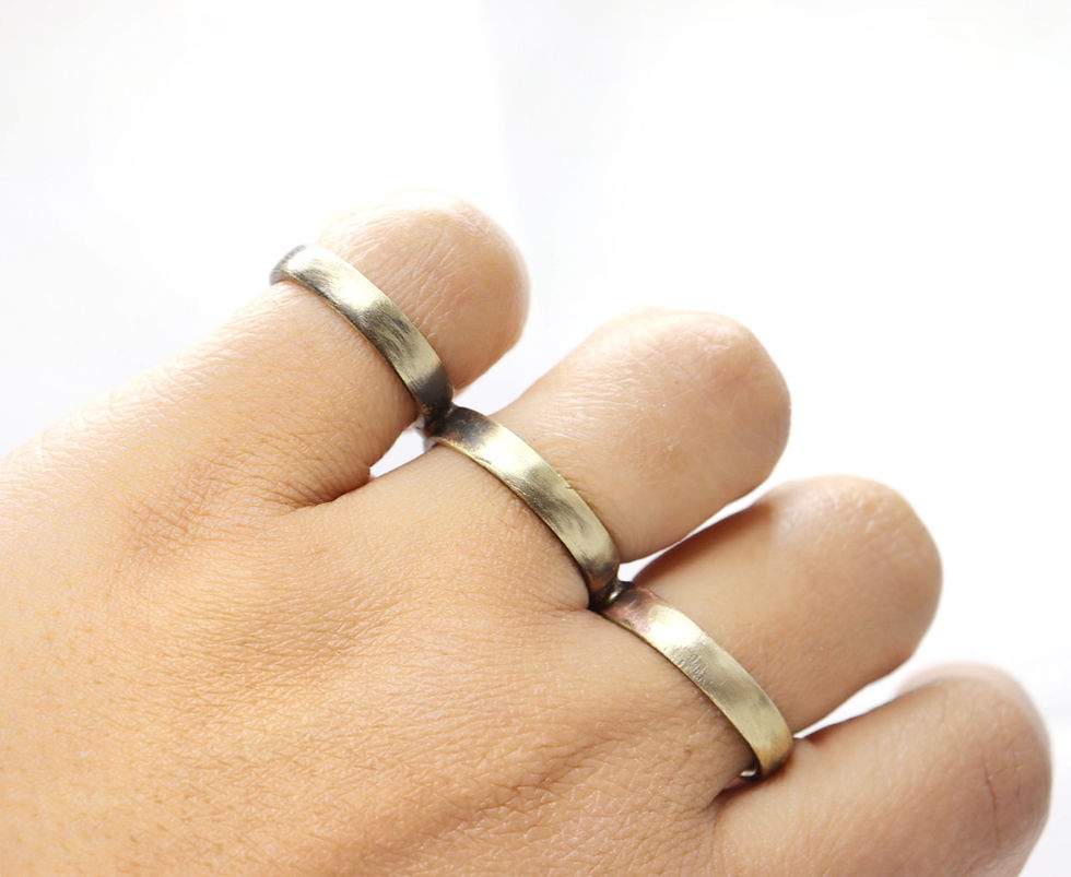 Thumbnail: EB0535 Brass 3 Finger Buddy Splint Ring • Rheumatoid Arthritis Buddy Splint
