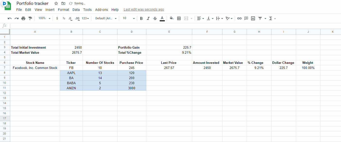 Stock Portfolio Investment Tracker Tutorial