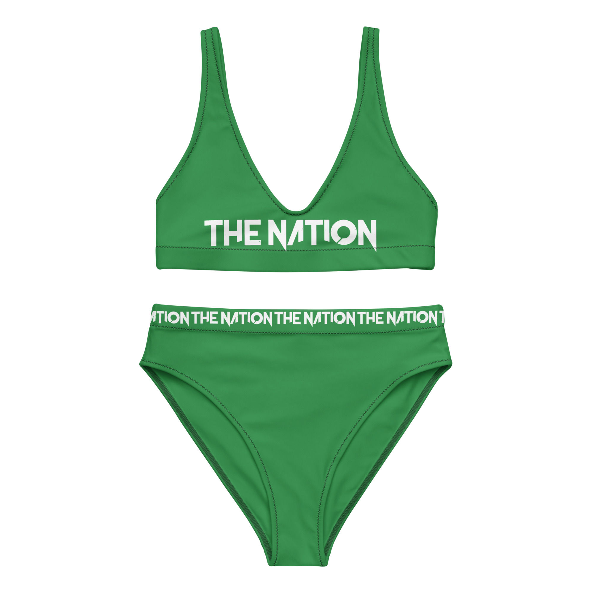 Green Recycled high-waisted bikini