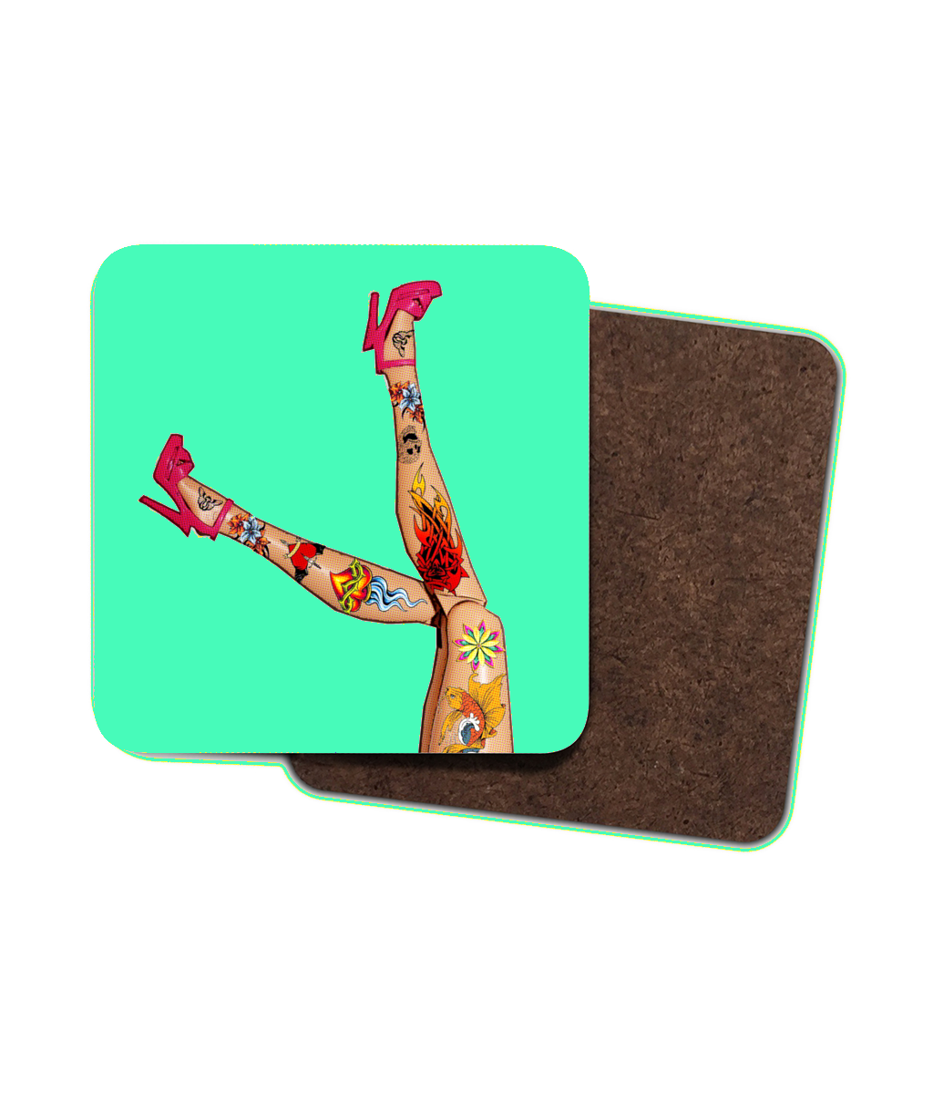 4 x Great Legs, Tattoos & Stilettos Drinks Coasters!