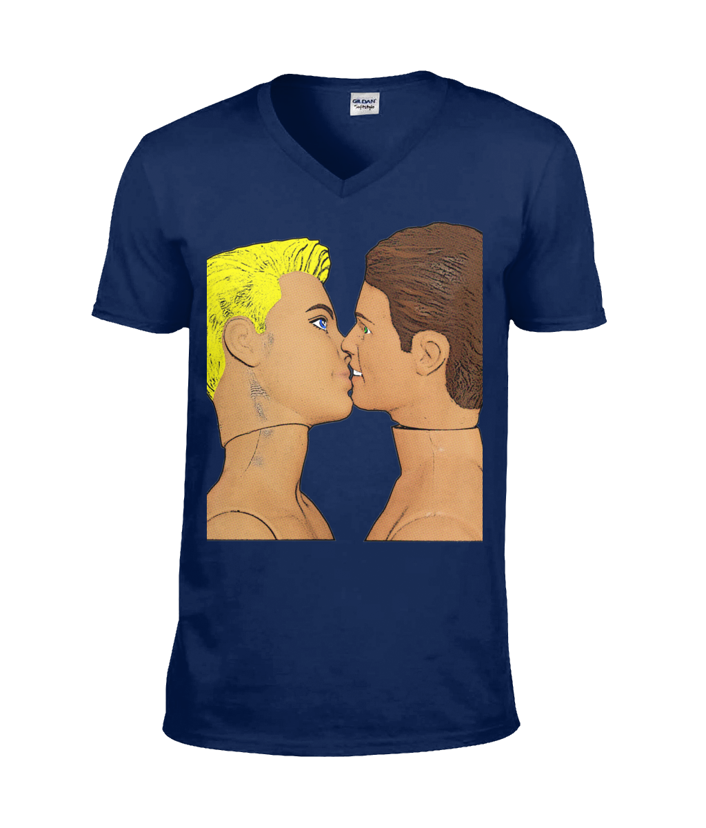 Gay Kiss! Funny, Gay V Neck TShirt