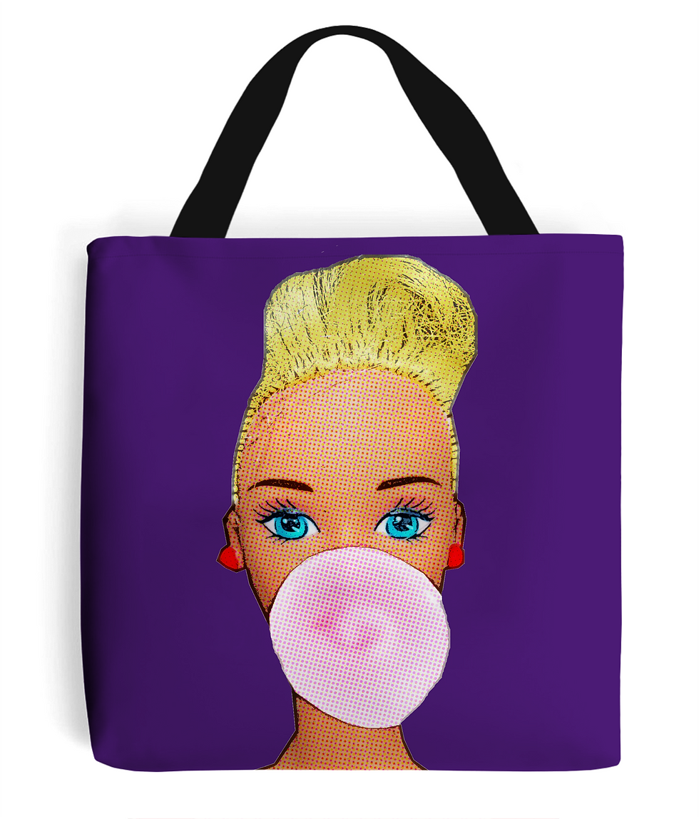 Thumbnail: Bubblegum Babe, Funny Pop Art Tote Bag
