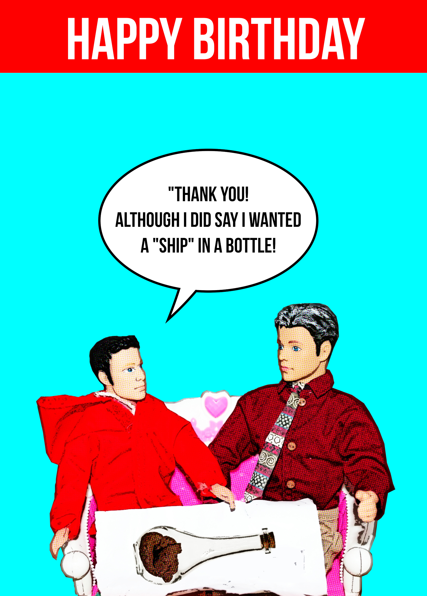 Rude, Funny Ship In A Bottle Happy Birthday Card