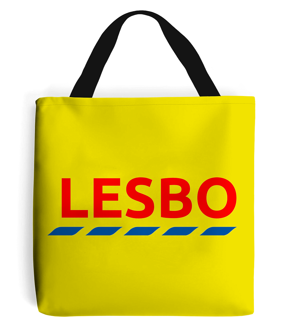Thumbnail: Lesbo! Funny, Lesbian Slogan Tote Bag