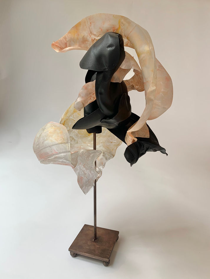 pink and black sculpture, plastic sculpture, recycling material, contemporary art, women artists, mexico, 